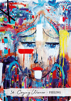 Warrior woman with painted tears flowing down her face